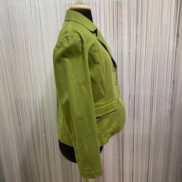Talbots 90's Vintage Cotton Stretch 3 Button Blazer Apple Green Size 12 Preppy - Picture 8 of 13